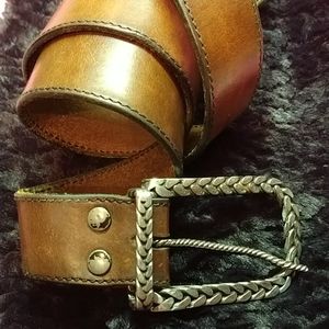 Braided Buckle Full Grain Leather Belt